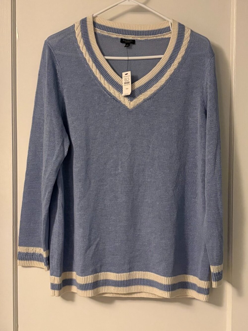 Talbots 100% linen lightweight sweater NWT size 1X petite preppy academia